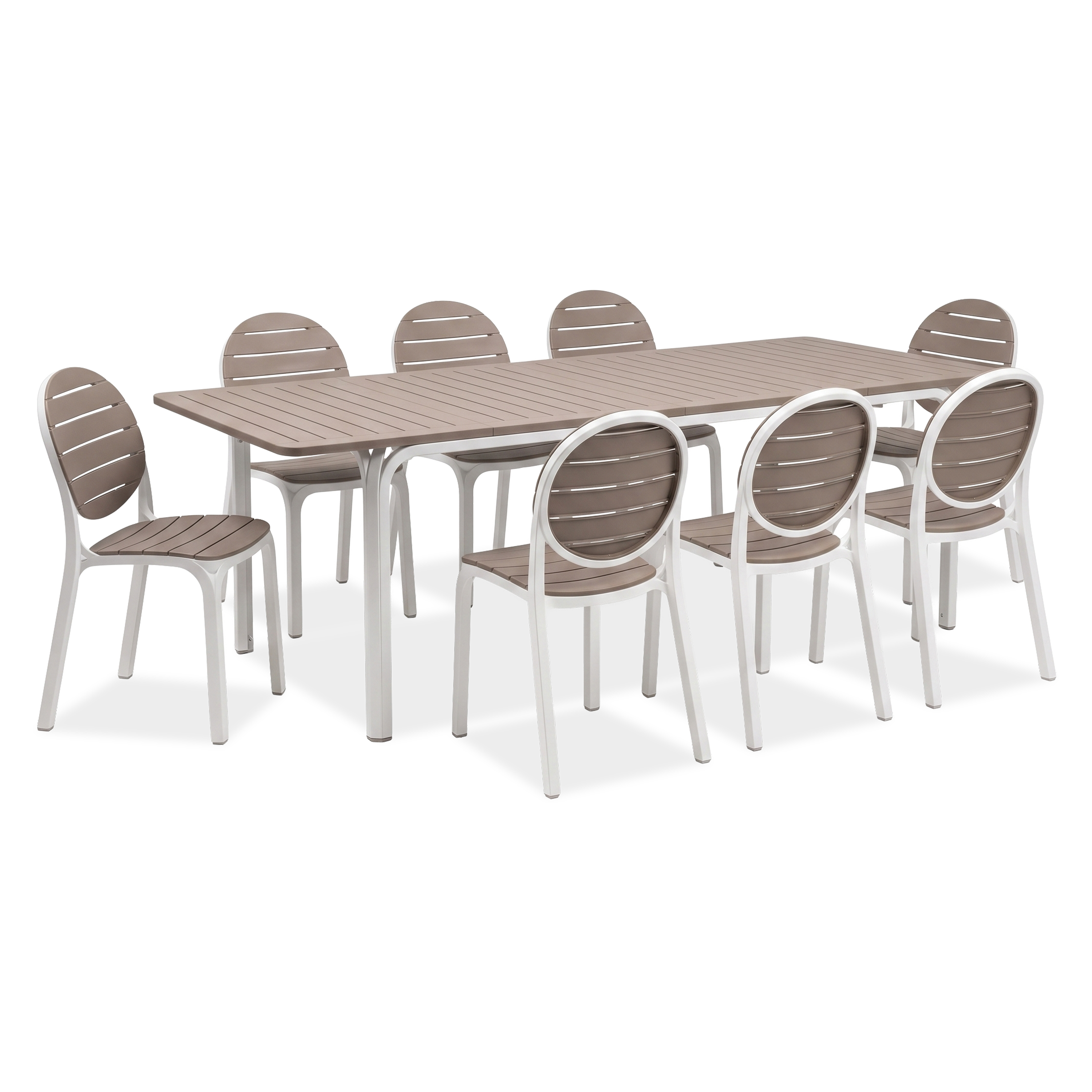 Komplet mebli ogrodowych ERICA/ALLORO 8 + 1 Bianco Tortora - NARDI