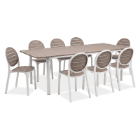 Komplet mebli ogrodowych ERICA/ALLORO 8 + 1 Bianco Tortora - NARDI