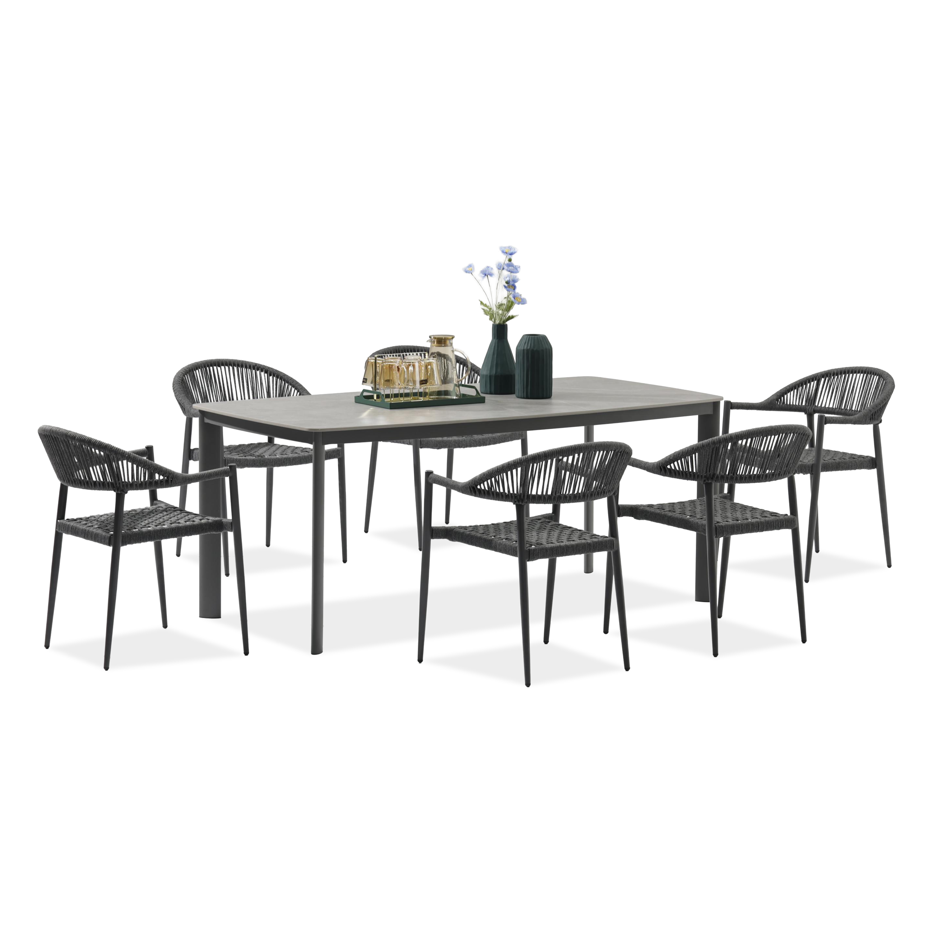 Zestaw jadalniany ARDEN 6+1 Dark Grey - Bjørkka