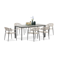 Zestaw jadalniany na taras ARDEN 6+1 Nature/Dark Grey - Bjørkka