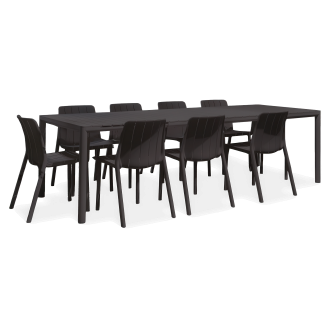 Zestaw mebli na taras TIBERINA BISTROT/TEVERE 210-275 8+1 ANTHRACITE – Nardi