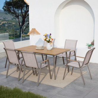 Zestaw mebli na taras NOVA DINING 6+1 Taupe aranżacja