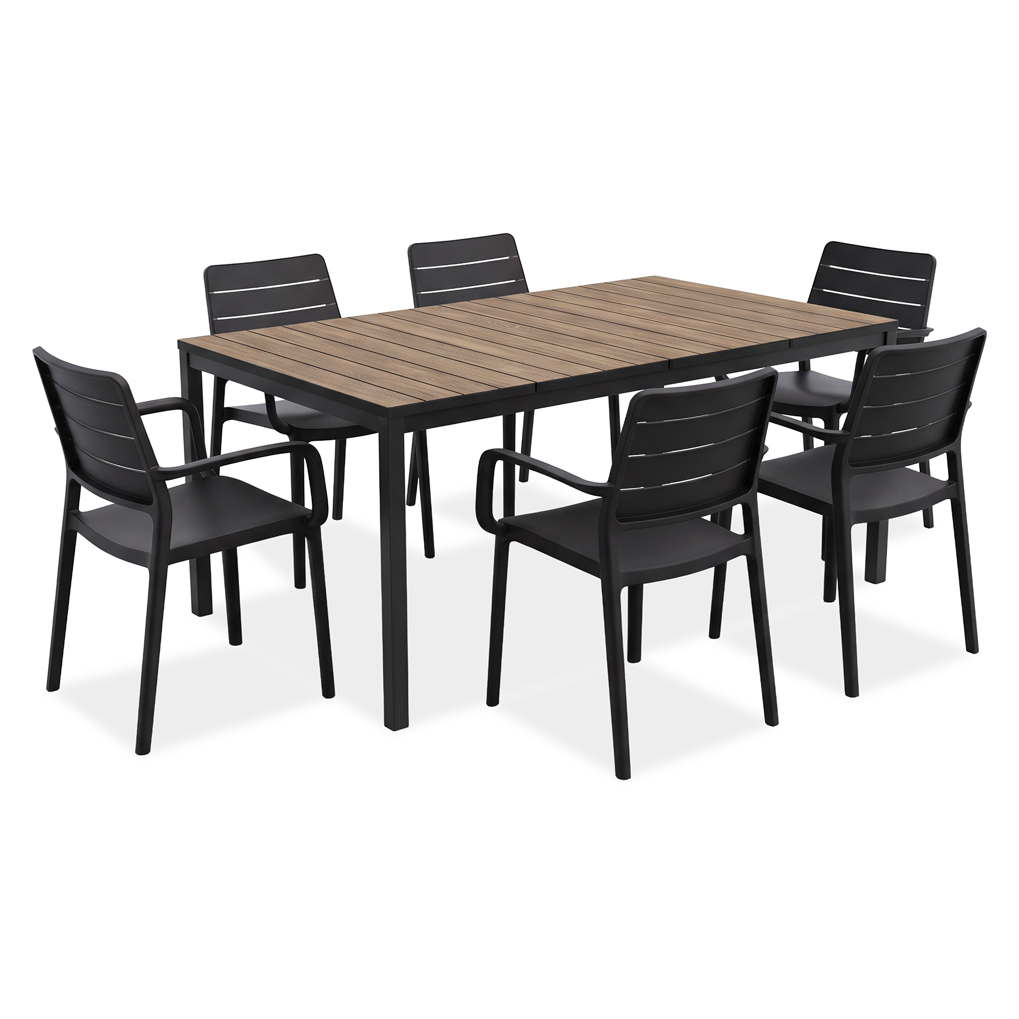 Komplet jadalniany PORTO 160 6+1 Graphite Black Ashwood - Keter