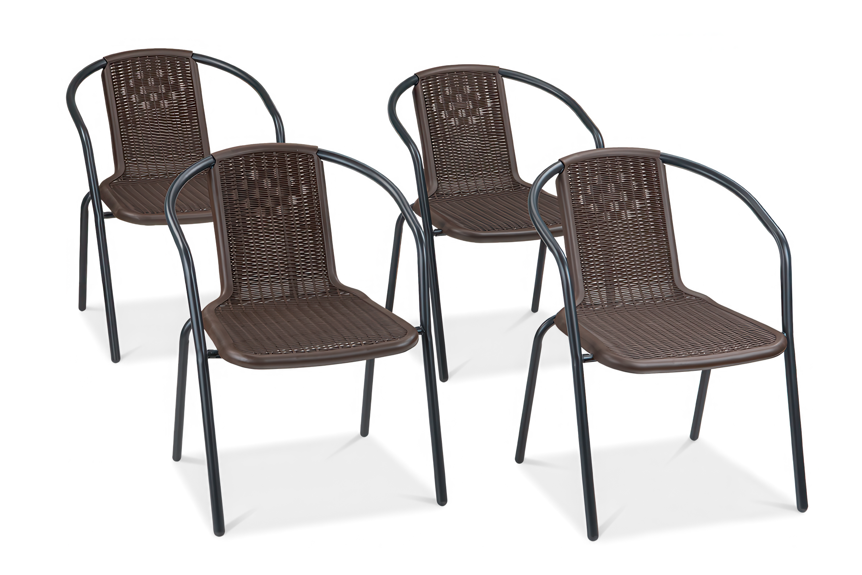 Zestaw czterech brązowych krzeseł na balkon Simple