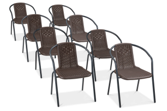 zestaw ośmiu krzeseł na balkon simple w kolorze brązowym