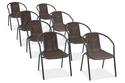 zestaw ośmiu krzeseł na balkon simple w kolorze brązowym