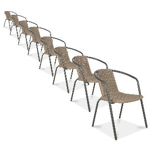 zestaw ośmiu krzeseł w kolorze w kolorze kawowym simple