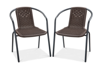 Zestaw dwóch krzeseł balkonowych simple w kolorze brązowym