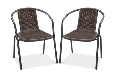 Zestaw dwóch krzeseł balkonowych simple w kolorze brązowym