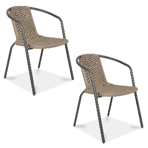 zestaw dwóch krzeseł na balkon simple w kolorze cappucino