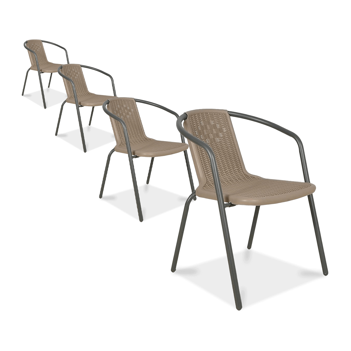 Komplet czterech krzeseł na taras simple w kolorze beżowym