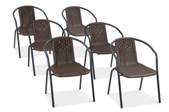 Zestaw sześciu krzeseł SIMPLE w kolorze brązowym