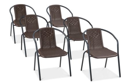 Zestaw sześciu krzeseł SIMPLE w kolorze brązowym