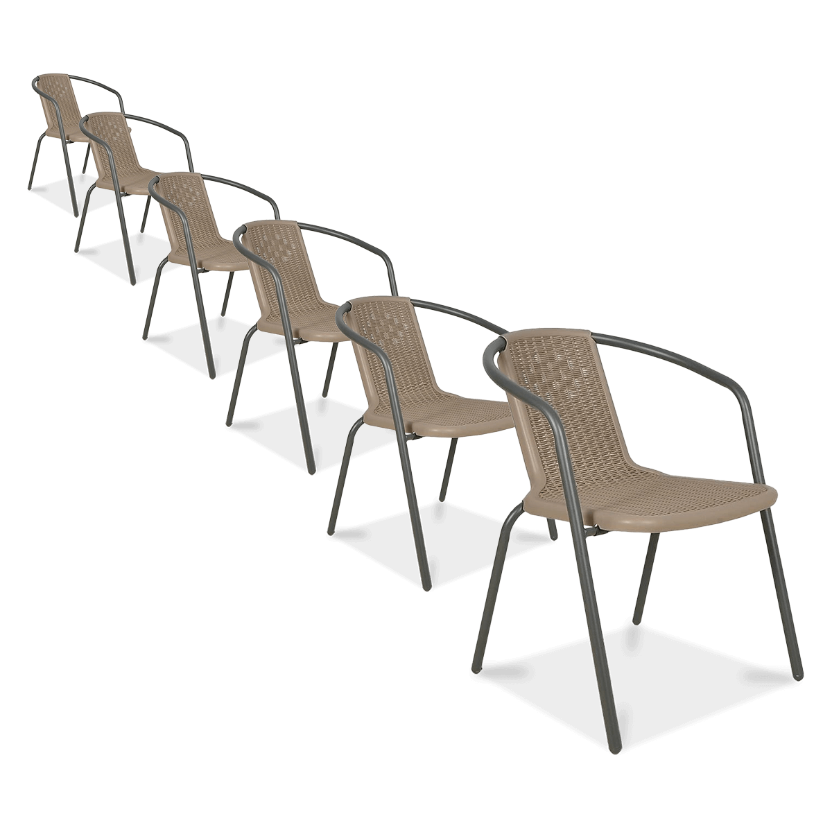 Komplet sześciu krzeseł w kolorze kawowym SIMPLE