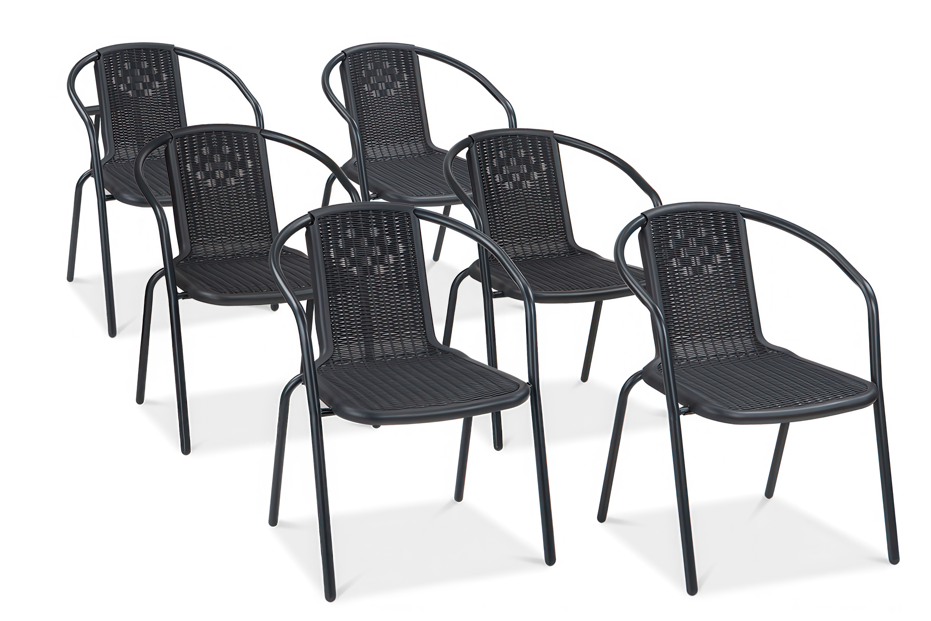 zestaw sześciu krzeseł do ogrodu simple w kolorze grafitowym