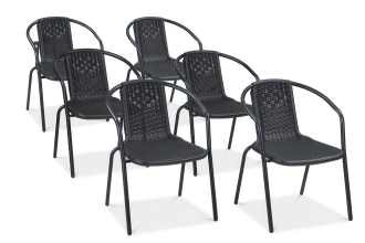 zestaw sześciu krzeseł do ogrodu simple w kolorze grafitowym