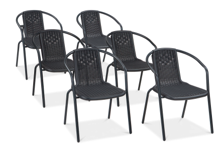zestaw sześciu krzeseł do ogrodu simple w kolorze grafitowym