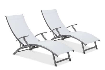Zestaw leżaków ogrodowych aluminiowych Relax Grey 2 sztuki Focus Garden bez tła PNG