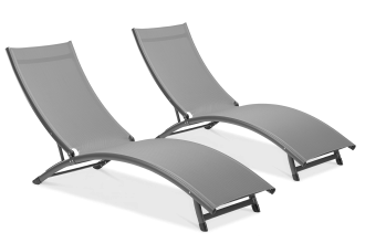 Zestaw leżaków ogrodowych Star Dark Grey 2 sztuki Focus Garden bez tła PNG