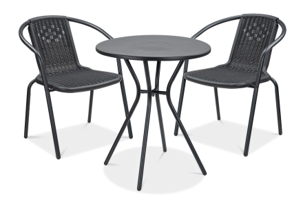 Zestaw małych mebli balkonowych Simple 2+1 graphite Focus Garden bez tła PNG