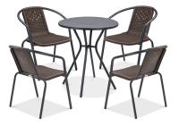 Zestaw mebli balkonowych Simple 4+1 brown - FOCUS GARDEN