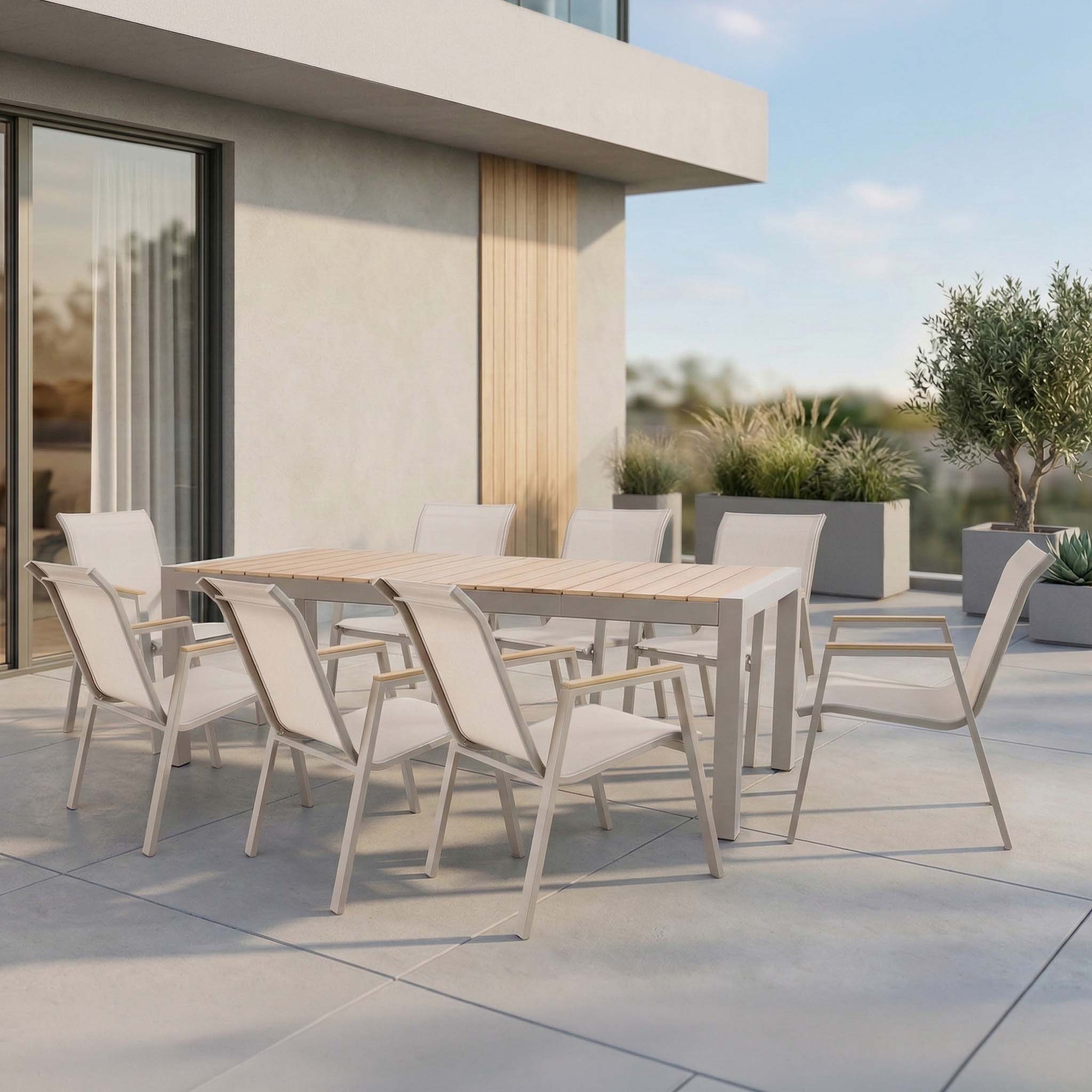 Zestaw mebli do ogrodu MALAWI 8+1 Taupe - Bjørkka