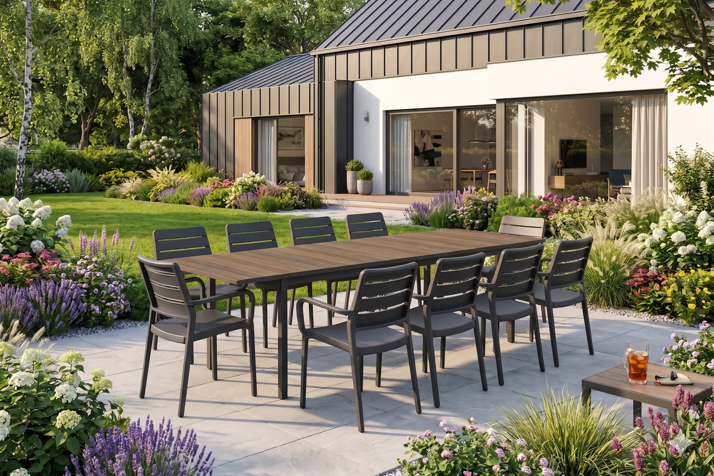 Zestaw mebli do ogrodu PORTO 10+1 GRAPHITE/BL ASHWOOD - KETER