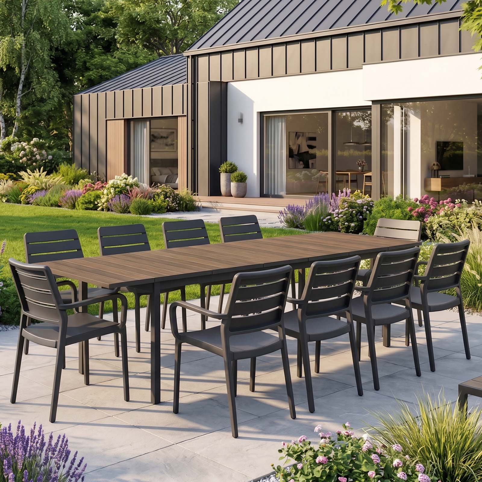 Zestaw mebli do ogrodu PORTO 10+1 GRAPHITE/BL ASHWOOD - KETER