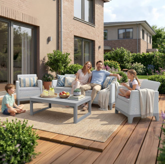 Zestaw mebli do ogrodu SCANDI MAX3/LYON Pebble Grey-Soft Beige / Sf. Beige - Keter