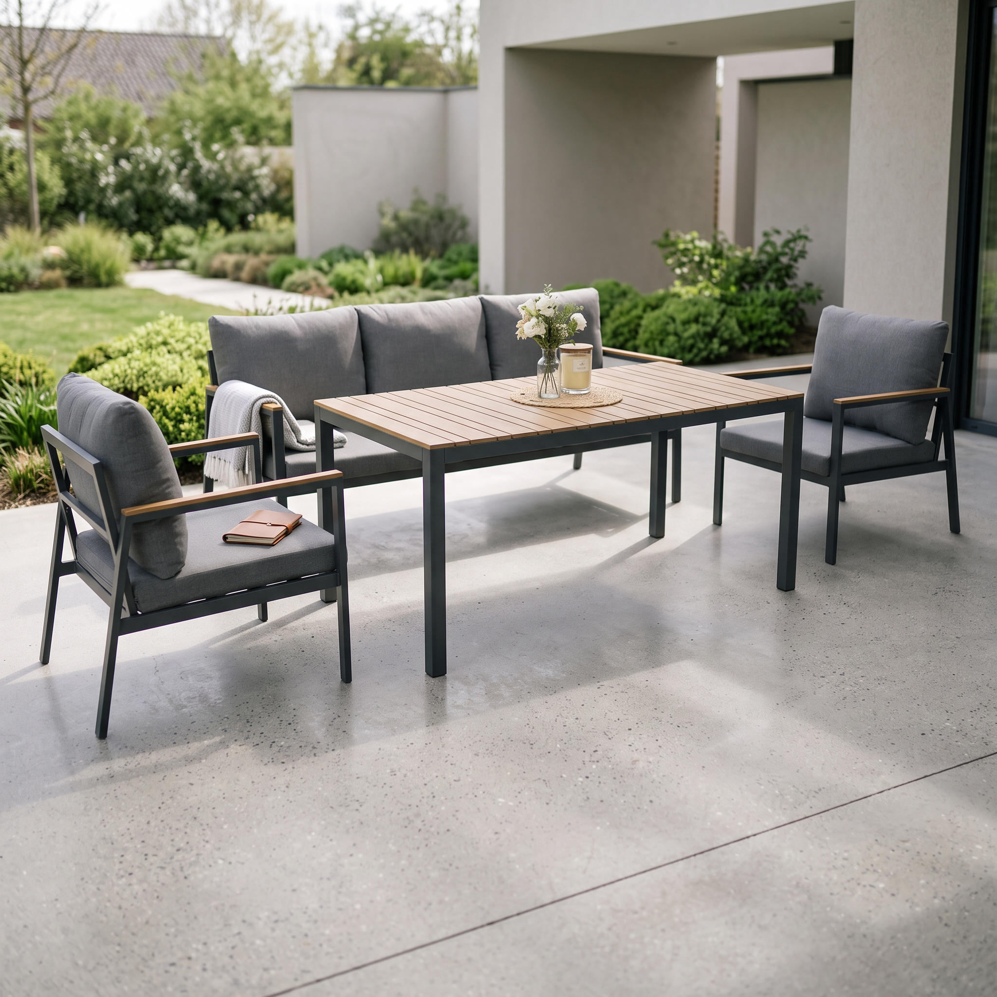 Zestaw mebli jadalnianych EDISON DINING Dark Grey - Bjørkka — aranżacja