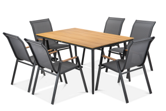 Zestaw mebli jadalnianych NOVA DINING 6+1 Dark Grey - Focus Garden
