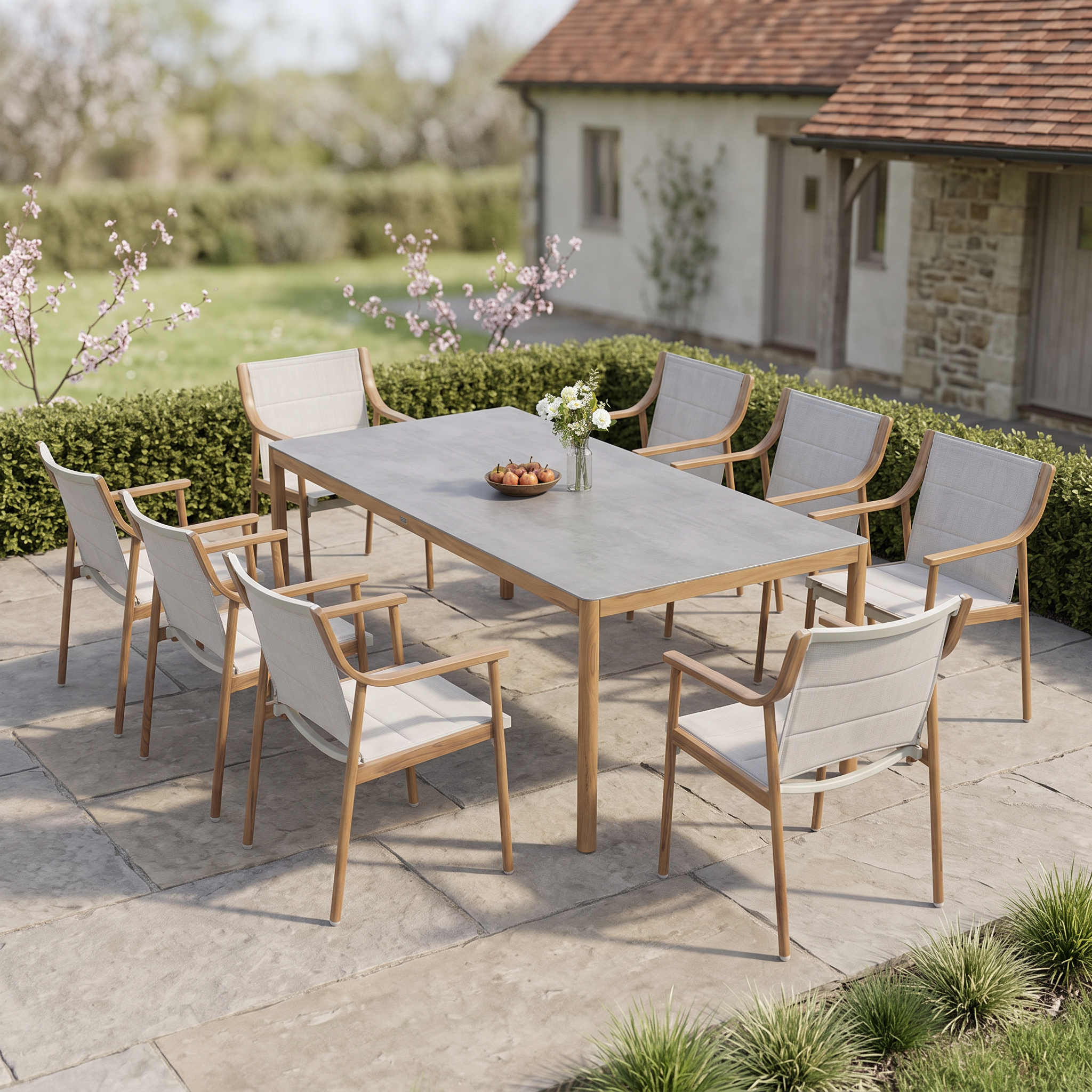 Zestaw mebli jadalnianych PATTAYA DINING Wood Look 8+1 - Focus Garden — aranżacja