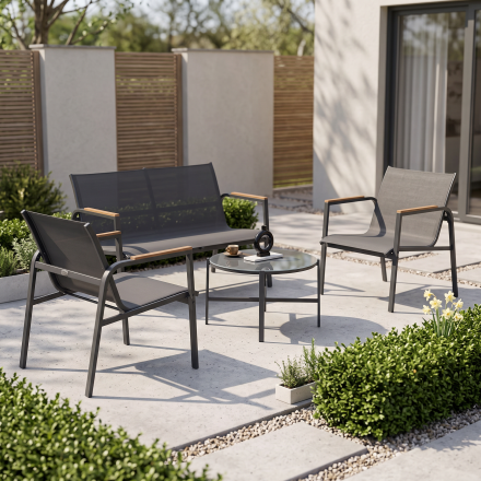 Zestaw mebli MANGO CAFFE Dark Grey - Bjørkka — aranżacja