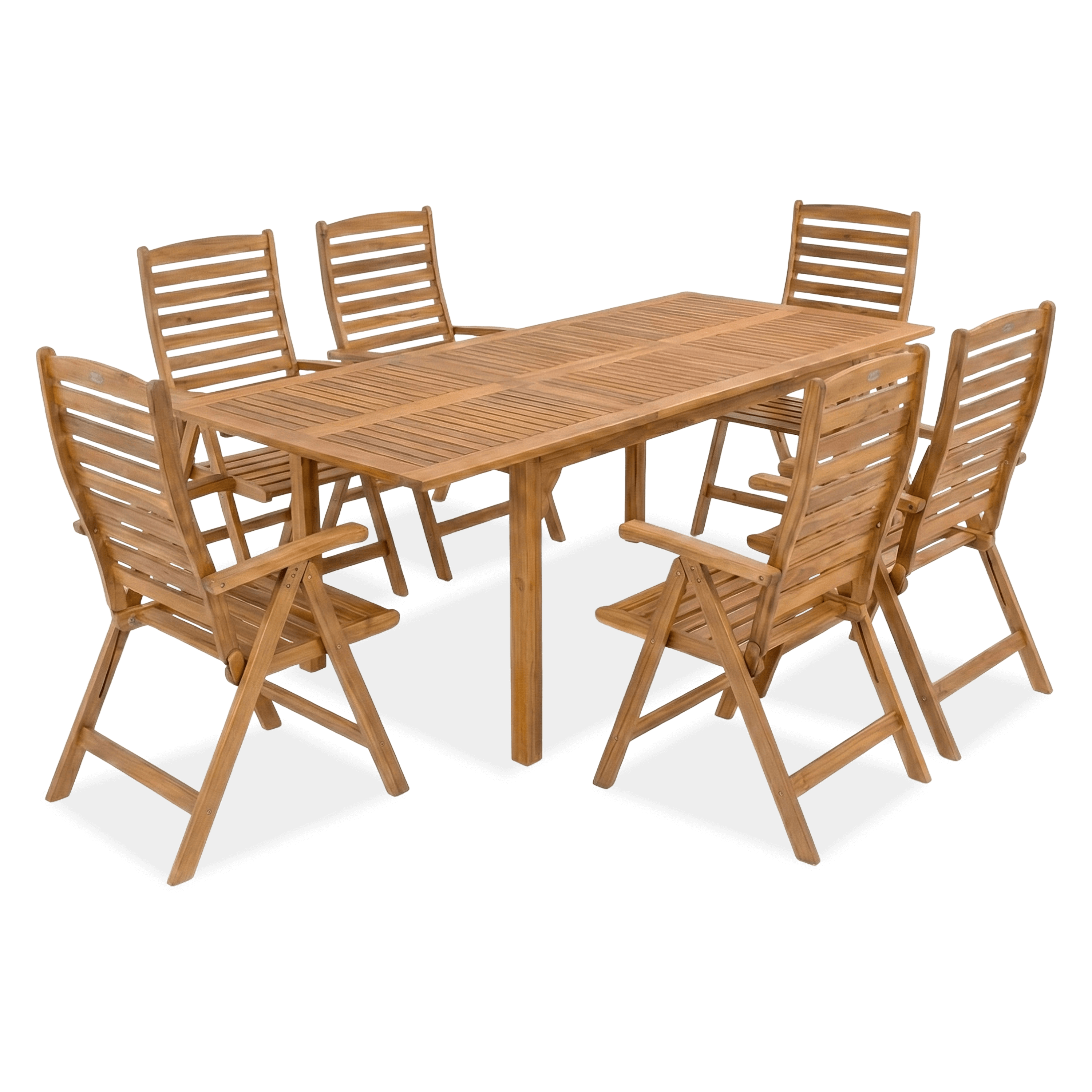 Zestaw mebli ogrodowych AKADIA 210 z drewna akacjowego – stół i krzesła