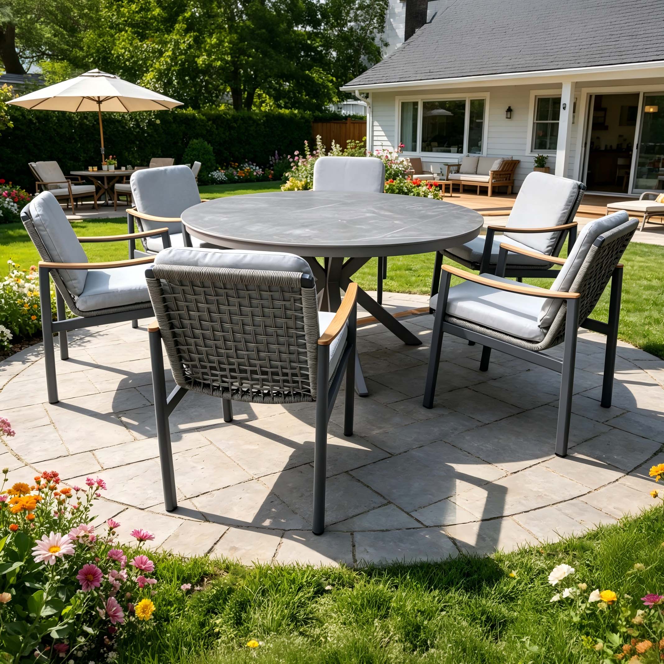 Zestaw mebli ogrodowych dla 6 osób VELORA DINING Grey - BJORKKA
