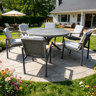 Zestaw mebli ogrodowych dla 6 osób VELORA DINING Grey - BJORKKA