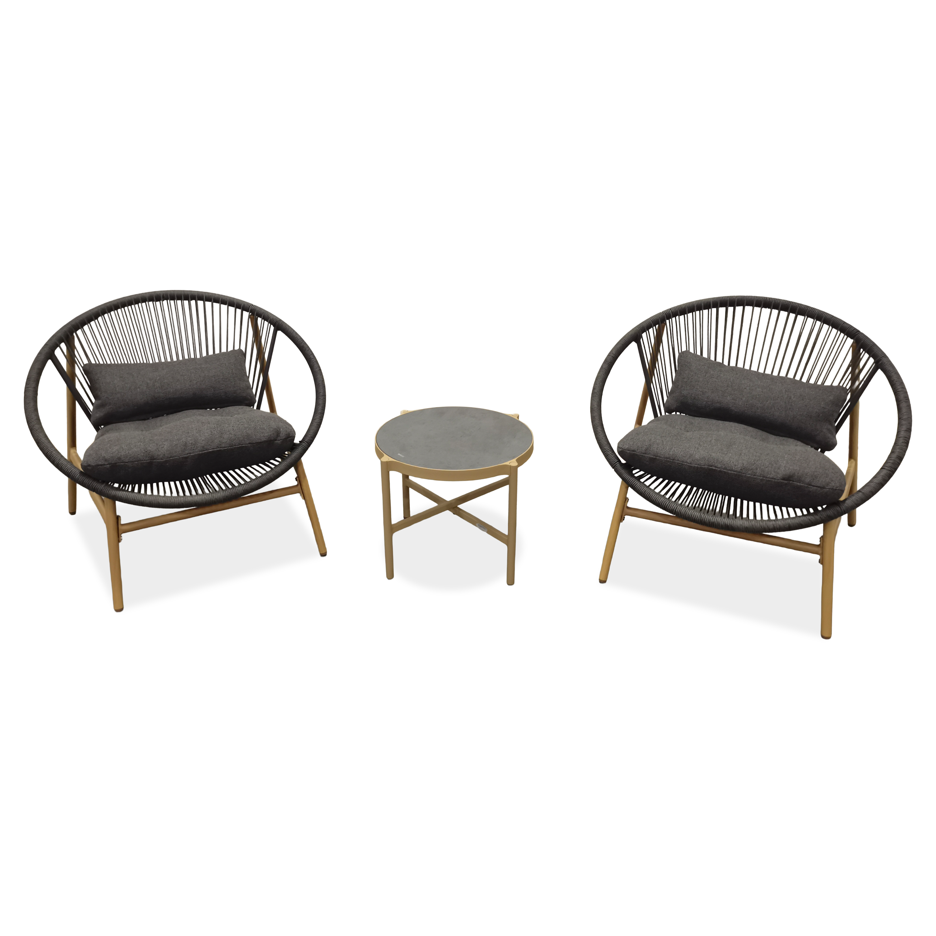 Zestaw mebli ogrodowych na taras GALLA 2+1 Dark Grey - Bjørkka