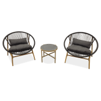 Zestaw mebli ogrodowych na taras GALLA 2+1 Dark Grey - Bjørkka