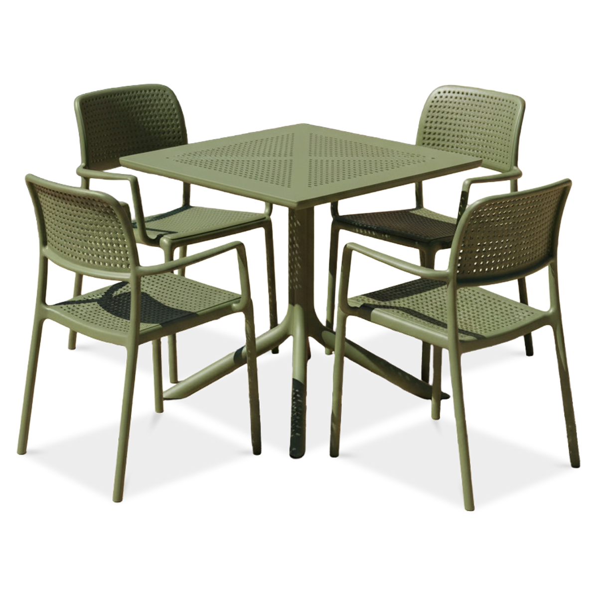 czteroosobowy zestaw jadalniany do ogrodu - Nardi bora / clip w kolorze agave (zielonym)
