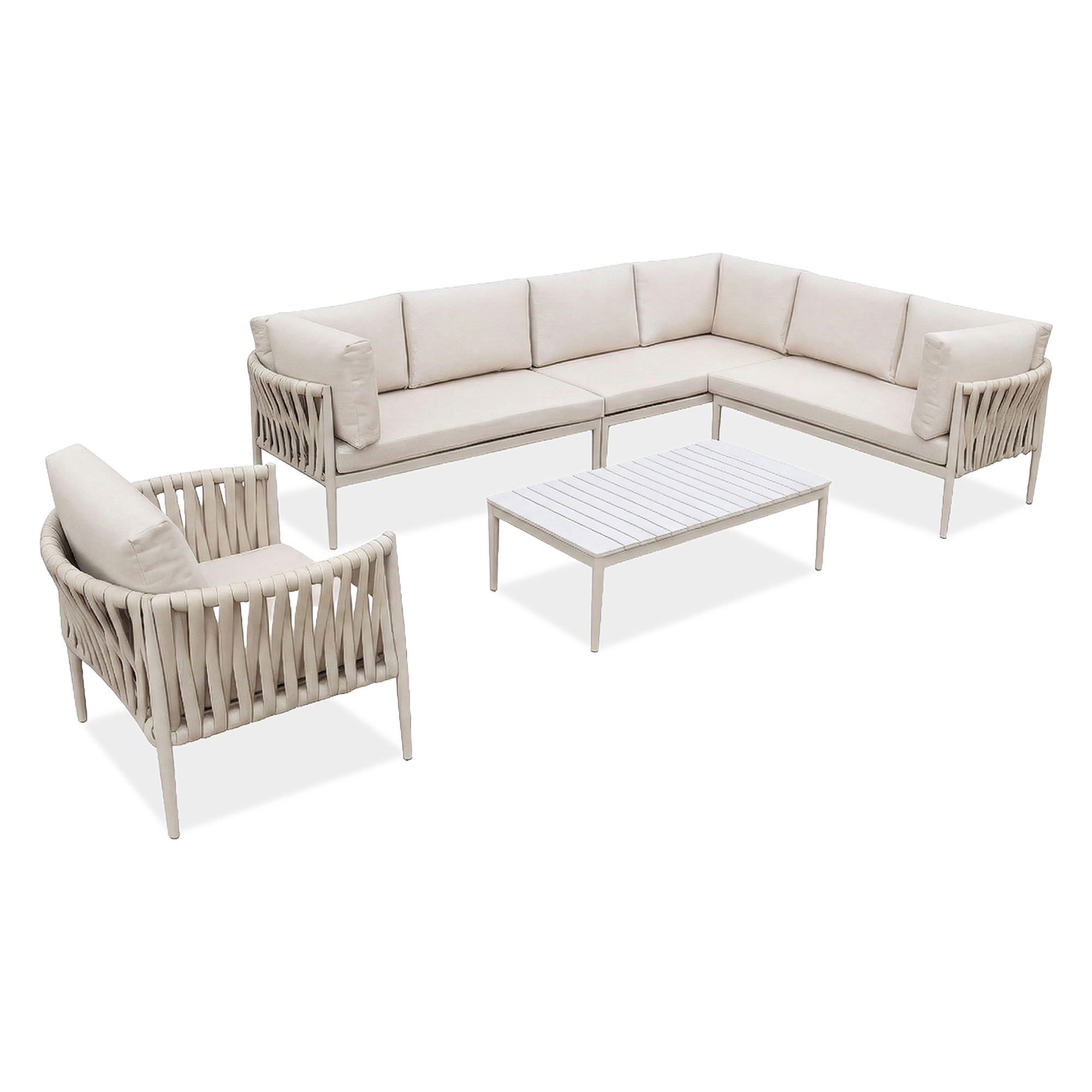 Narożnik wypoczynkowy aluminiowy MONZA Caffe + fotel Beige - FURRORE