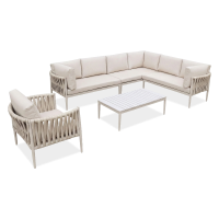 Narożnik wypoczynkowy aluminiowy MONZA Caffe + fotel Beige - FURRORE