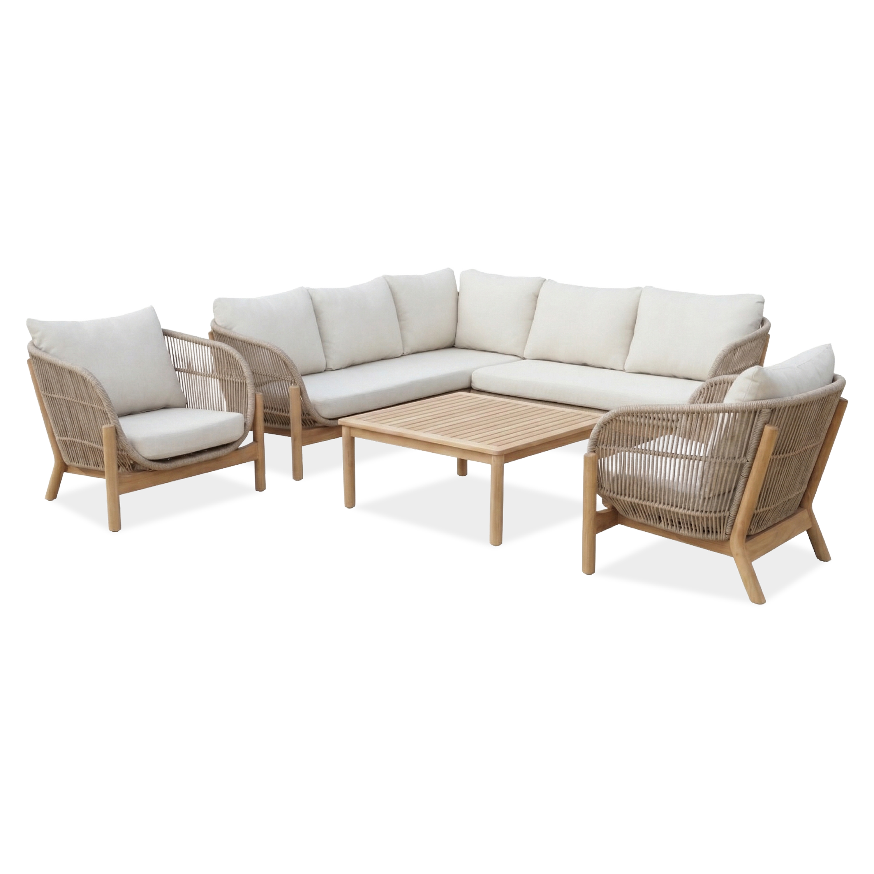 Komplet dwóch foteli z narożnikiem na taras BERGEN Acacia wood - Bjørkka