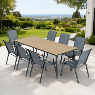 Zestaw mebli jadalnianych do ogrodu NOVA DINING 8+1 Dark Grey - Bjørkka