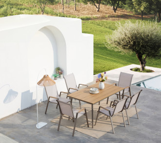 Zestaw mebli na taras NOVA DINING 6+1 Taupe aranżacja