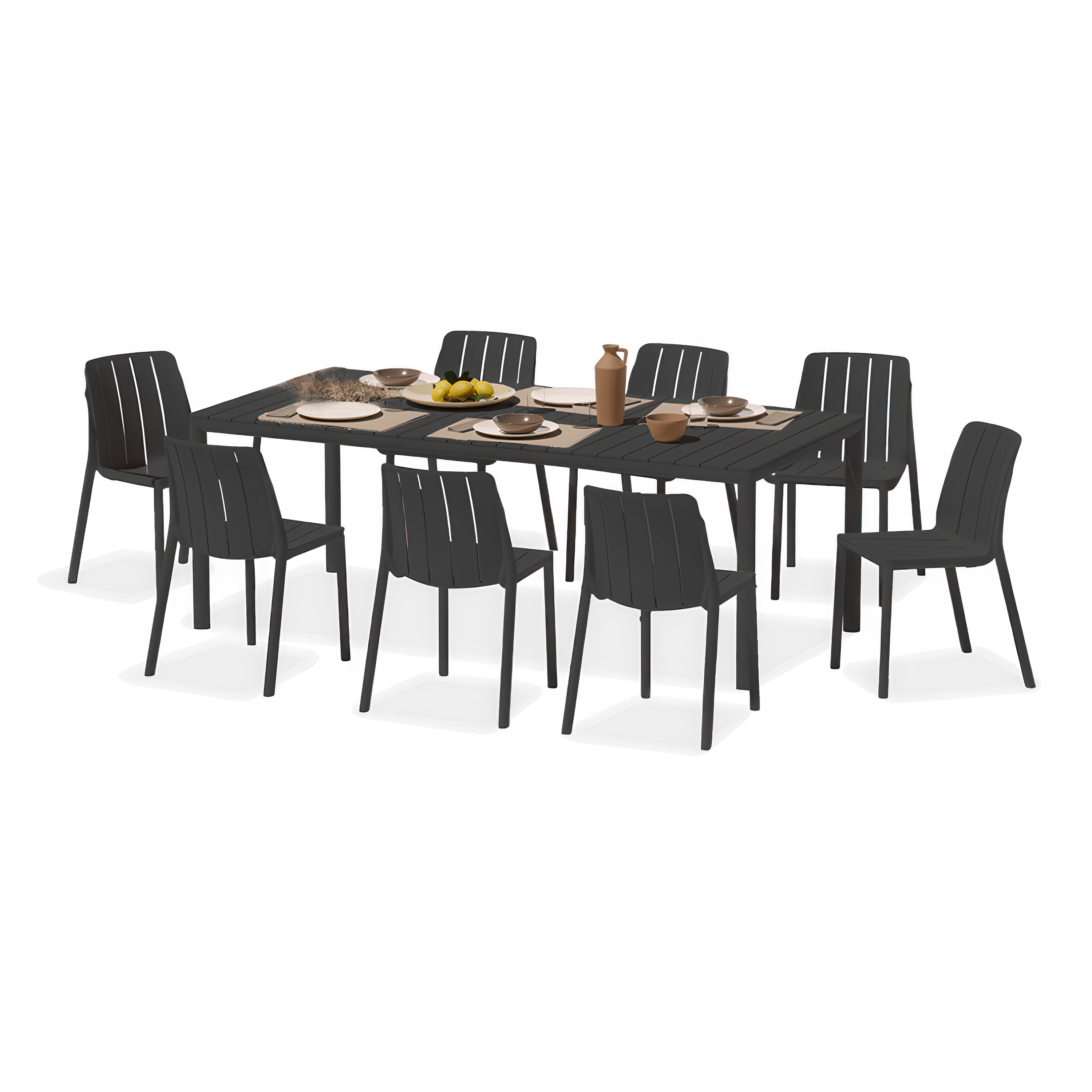 Zestaw mebli ogrodowych TIBERINA BISTROT/TEVERE 147-211 8+1 ANTHRACITE – Nardi