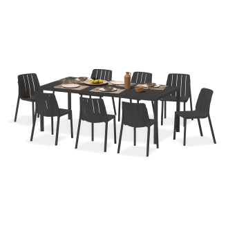 Zestaw mebli ogrodowych TIBERINA BISTROT/TEVERE 147-211 8+1 ANTHRACITE – Nardi