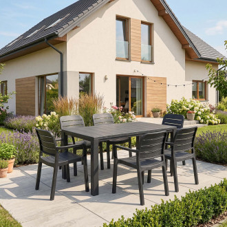 Zestaw mebli ogrodowych TISARA/ JULIE 6+1 Graphite - KETER