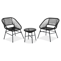Zestaw mebli tarasowych MAYA NEW 2+1 Black - Bjørkka