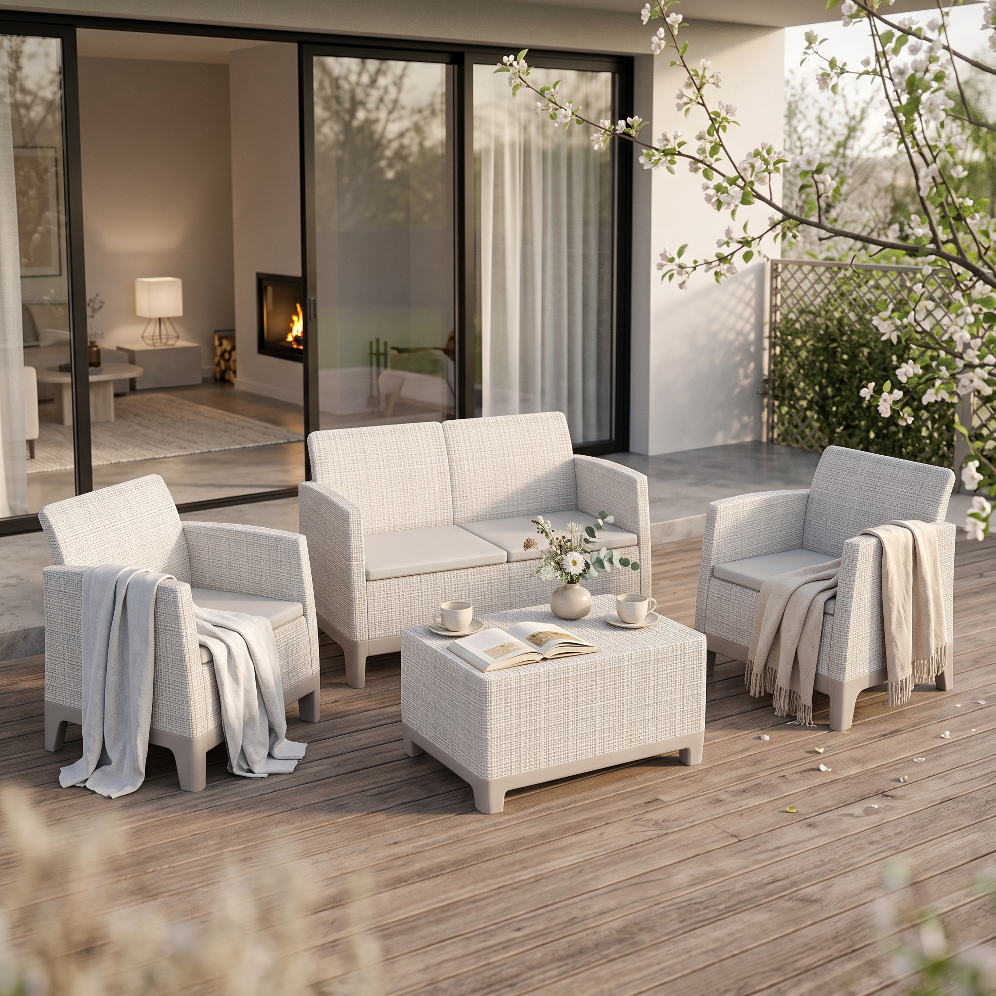 Zestaw na taras SCANDI FORMA SET 2 Beige – Keter — aranżacja