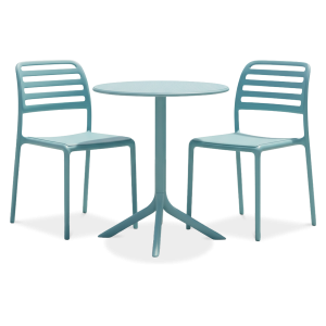 dwuosobowy zestaw mebli balkonowych Nardi Costa Bistrot w kolorze niebieskim (celeste)